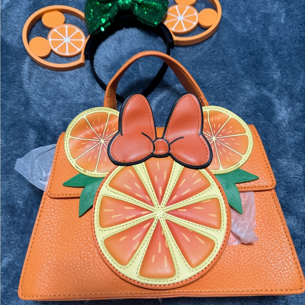 Our Universe Disney Citrus Minnie Crossbody Bag + Custom 3D Ears | BoxLunch EXC - Picture 4 of 8